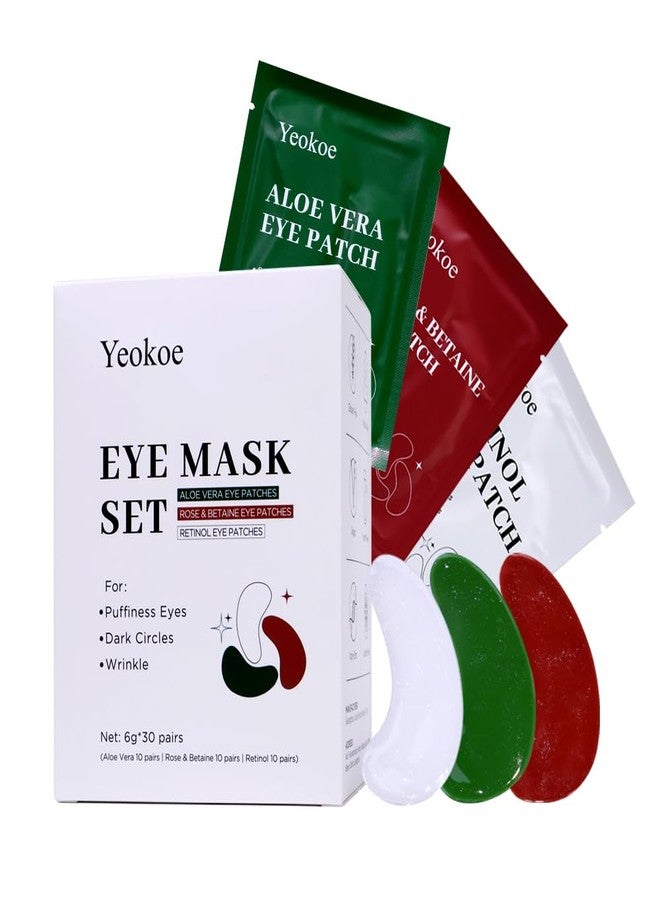 Yeokoe Under Eye Patches For Puffy Eyes and Dark Circles Wrinkle,30 Pairs Face Masks SkinCare With Retinol Serum,Aloe Vera,Rose Betaine - Image 1